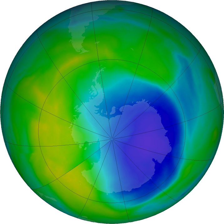Antarctic ozone map for 26 November 2021